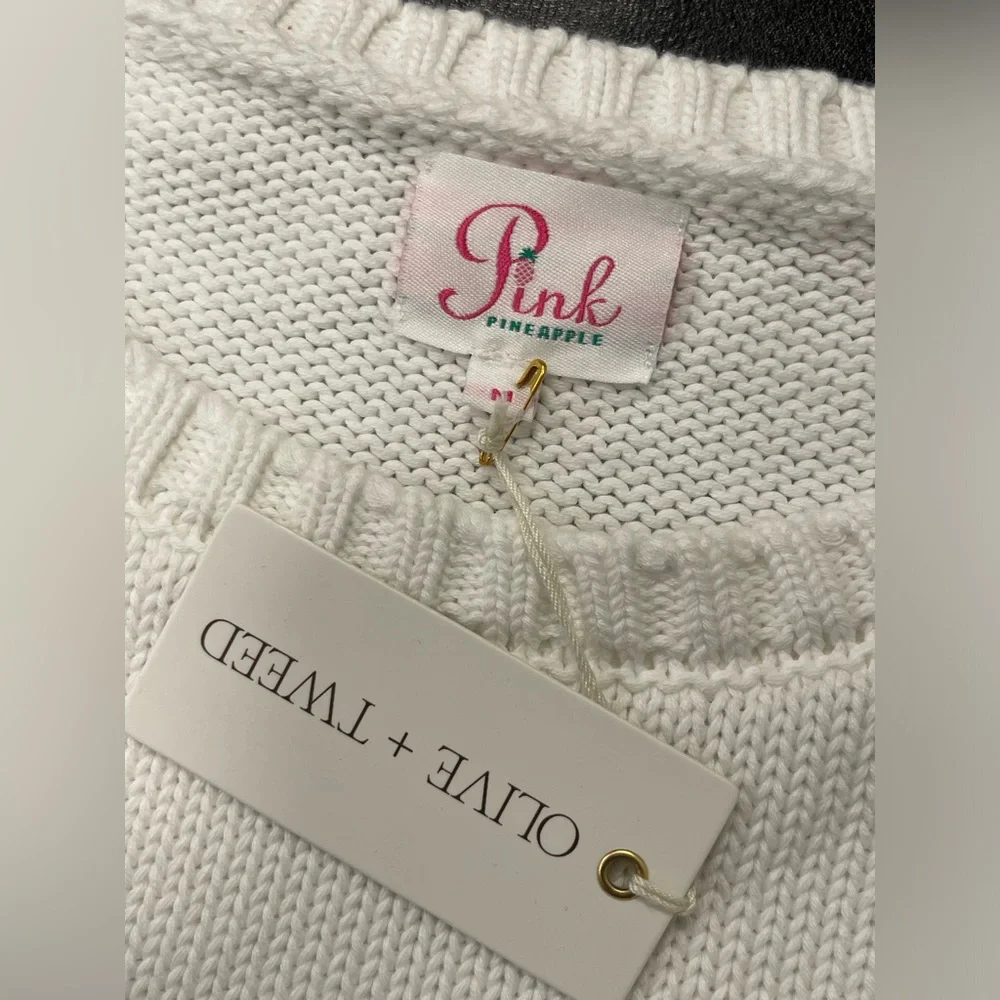 NWT Pink Pineapple $158 Cotton American Flag Sweater- New! Sz M - Picture 5 of 8
